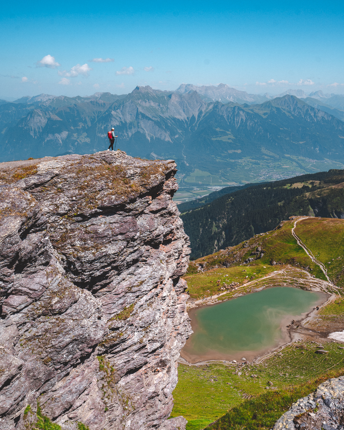 View of the Baschalvasee, the last lake of the 5 like hike in Pizol, Switzerland.